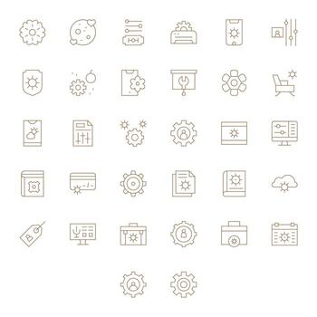 32 Thin Line Icons designed for Customization in 64x64 Detail Enhanced format vector