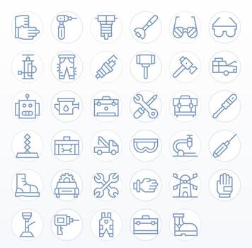 35 Regular Line Icons designed for Mechanic in Retina Ready Pixel Optimized format vector