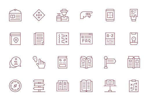 Guide Comprehensive Bundle with 24 Editable Thin Line 256x256 Icons vector