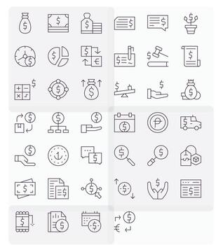 40 Thin Line Editable Icons tailored for Dollar High Resolution interface vector