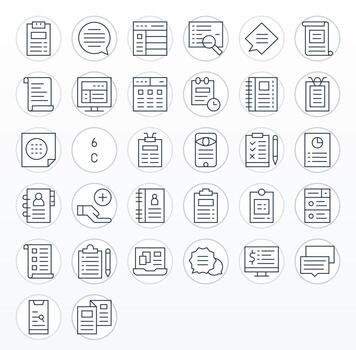 List Icon Repository containing 32 Thin Line 256x256 PIXEL Perfect graphics vector