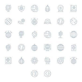 Thin Line Display Perfect Icons from Globe Set with 32 High Resolution Icons vector