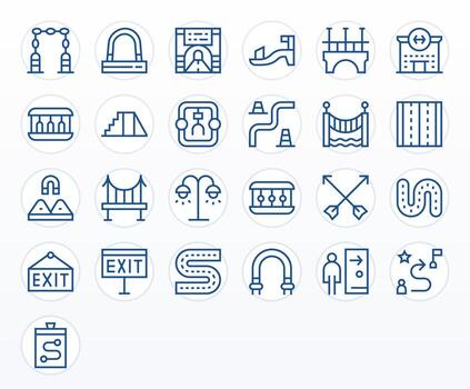 Pathway Complete Package with 25 High Resolution Regular Line PIXEL Perfect Icons vector
