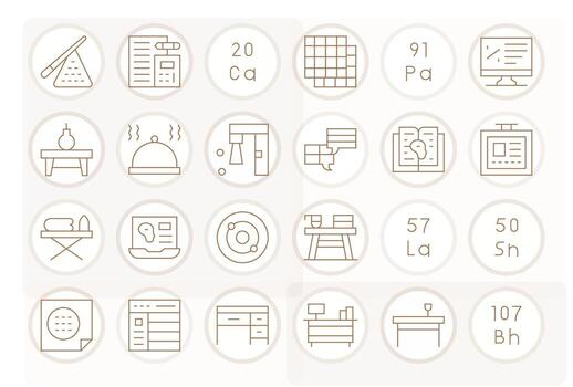 Table Comprehensive Bundle with 24 Grid Fitted Thin Line 128x128 Icons vector