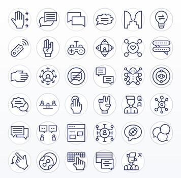 35 Regular Line Icons designed for Interaction in 128x128 Pixel Aligned format vector