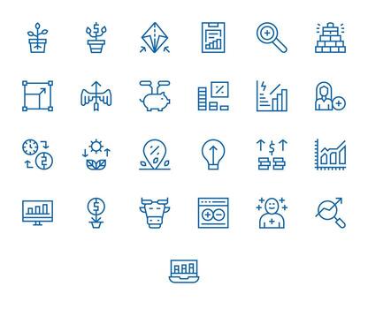 25 íconos para incrementar optimizado en píxel optimizado 64 x 64 regular línea resolución vector