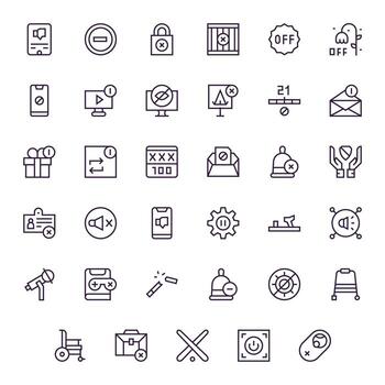 Disable Design Icons featuring 35 Grid Fitted Regular Line Style vector