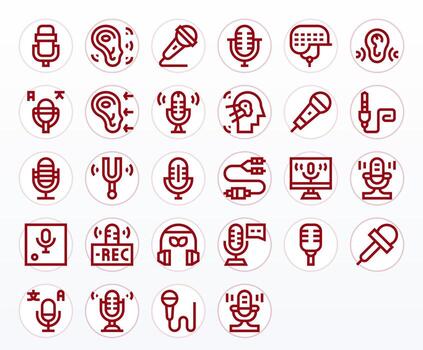 28 64 x 64 píxel alineado íconos para audio entrada en negrita línea tema vector