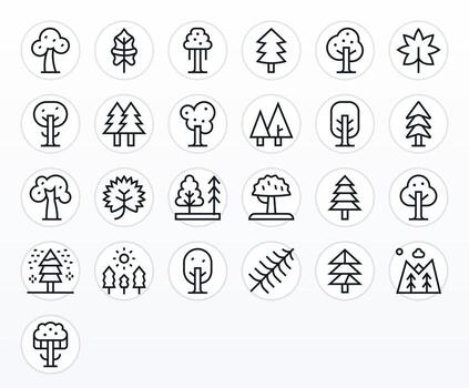 25 Icons for Evergreen optimized in PIXEL Perfect 64x64 Regular Line resolution vector