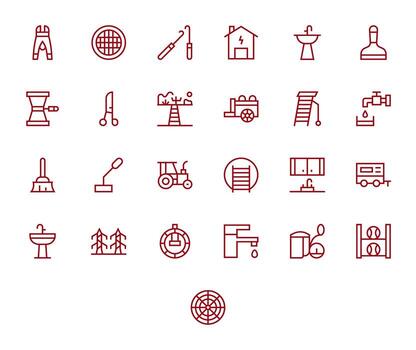 25 Regular Line Editable Icons tailored for Utility 128x128 interface vector