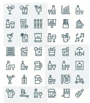 Regular Line Style Bar Icons with 42 128x128 Display Perfect Designs vector