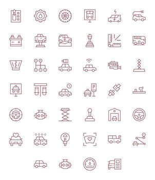 40 128x128 Thin Line Icons for Automobile with Pixel Optimized precision vector