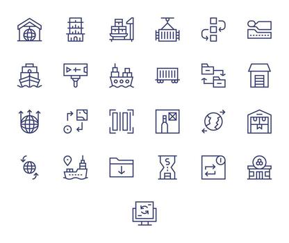 Import Essential Set including 25 Pixel Aligned Regular Line High Resolution Icons vector