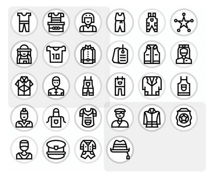 28 Display Perfect Icons themed around Uniform in High Resolution Bold Line format vector
