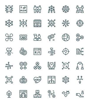Relationship Professional Set with 42 Regular Line Editable High Resolution Icons vector