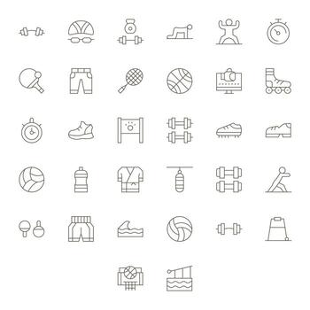 32 Pixel Aligned Thin Line Icons designed for Exercise Interface vector