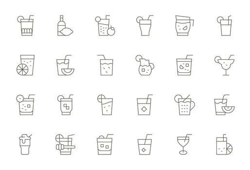 Lemonade Icon Toolkit featuring 24 PIXEL Perfect 128x128 Thin Line elements vector