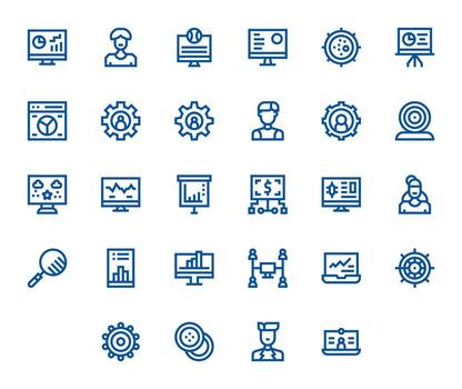 Dashboard Essential Set including 28 PIXEL Perfect Bold Line High Resolution Icons vector
