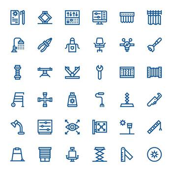 36 128x128 Icons for Adjustable in Pixel Optimized Bold Line Format vector