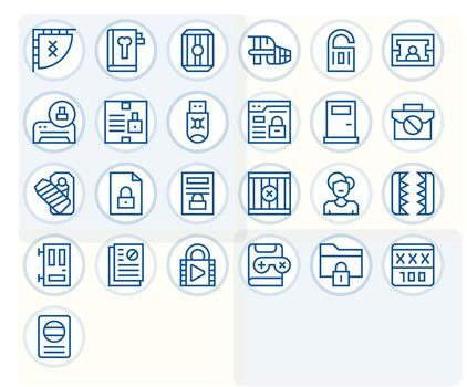 25 alto resolución regular línea píxel alineado íconos para bloqueado proyectos vector
