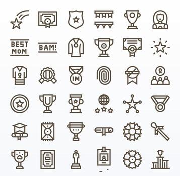 Recognition Icon Toolkit featuring 36 Editable High Resolution Bold Line elements vector
