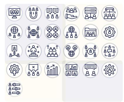 Users Icon Collection featuring 25 Display Perfect High Resolution Regular Line Designs vector