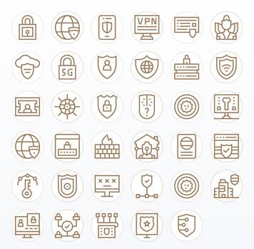 Firewall Exclusive Set featuring 35 Regular Line Pixel Optimized High Resolution Icons vector
