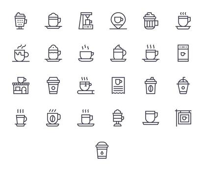 25 Regular Line Editable Icons crafted for Latte 256x256 applications vector