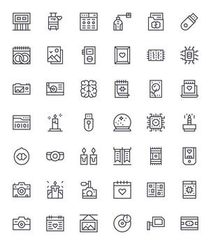 42 editable íconos temática alrededor memoria en retina Listo regular línea formato vector