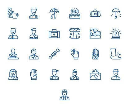 25 Regular Line Icons from Accident in 64x64 Pixel Optimized Quality vector