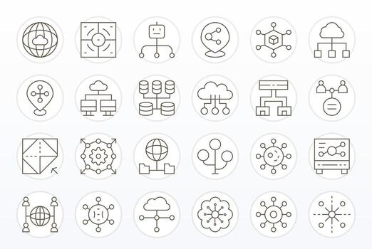 Distributed Exclusive Set featuring 24 Thin Line Pixel Aligned 128x128 Icons vector