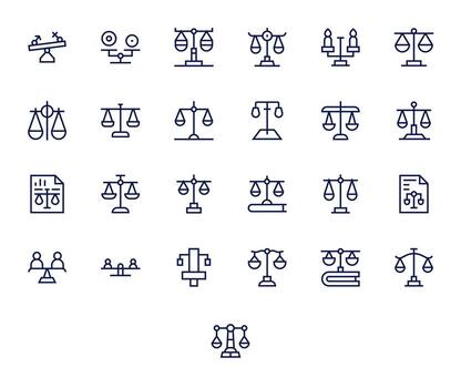 Fairness Pixel Aligned Set with 25 High Resolution Regular Line Icons vector