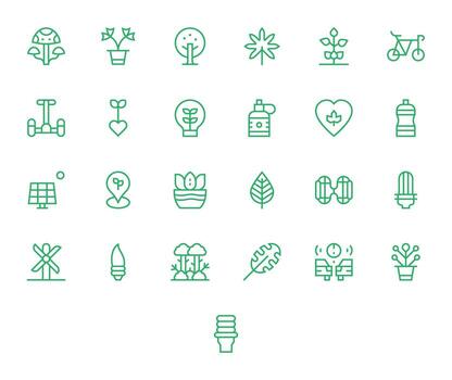 Eco Friendly High Resolution Icon Pack with 25 Regular Line Display Perfect Elements vector
