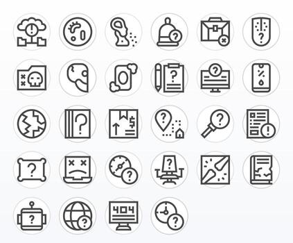 Missing Scalable Set featuring 28 Pixel Aligned Bold Line 256x256 Icons vector