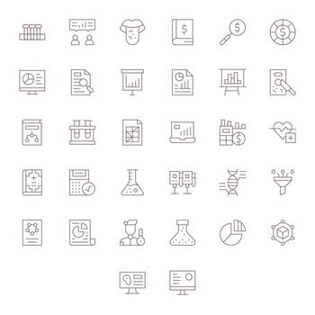 análisis moderno colección con 32 Delgado línea 64 x 64 píxel optimizado íconos vector