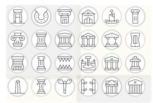 Pillar Icon Set with 24 Thin Line High Resolution Detail Enhanced Graphics vector