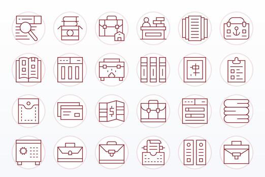 24 Thin Line Icons from Documents in Retina Ready Pixel Optimized Quality vector
