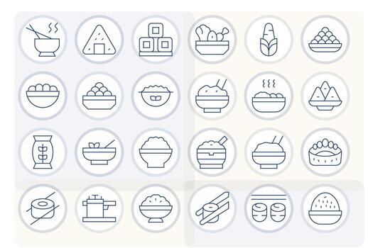 Rice Icon Repository containing 24 Thin Line 256x256 Editable graphics vector