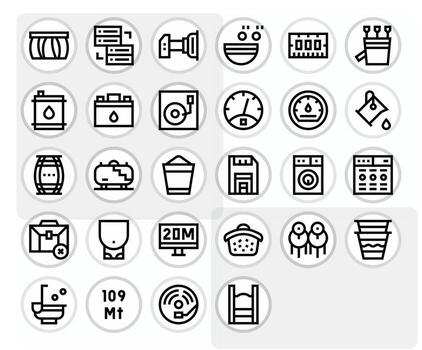 28 High Resolution Bold Line Icons optimized for Capacity Pixel Aligned display vector