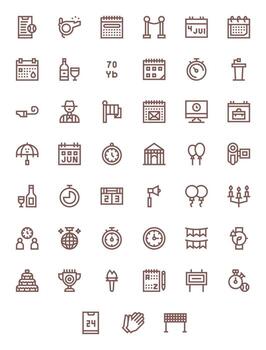 Event Design Icons featuring 45 Pixel Aligned Bold Line Style vector