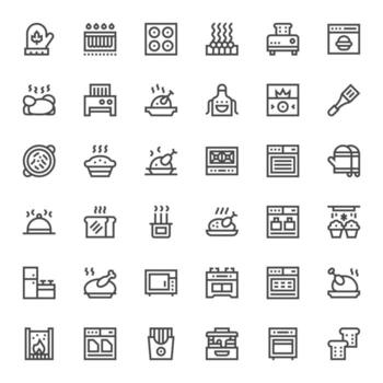 36 Bold Line Icons designed for Oven in 128x128 Pixel Optimized format vector