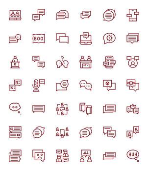 42 Icons for Dialogue optimized in Editable 64x64 Regular Line resolution vector