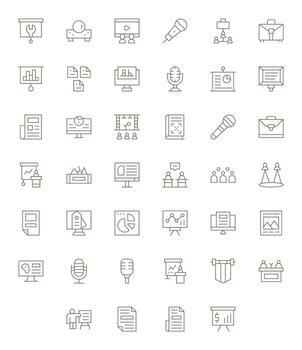 Thin Line Pixel Aligned Icons from Presentation Set with 40 128x128 Icons vector