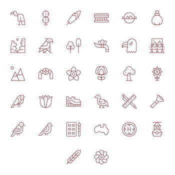 32 Icons for Contour optimized in Grid Fitted 128x128 Thin Line resolution vector