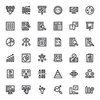36 negrita línea íconos para datos análisis en crujiente alto resolución píxel optimizado resolución vector