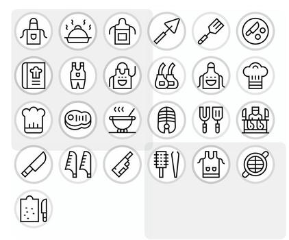 Chef Icon Set with 25 Regular Line High Resolution Editable Graphics vector