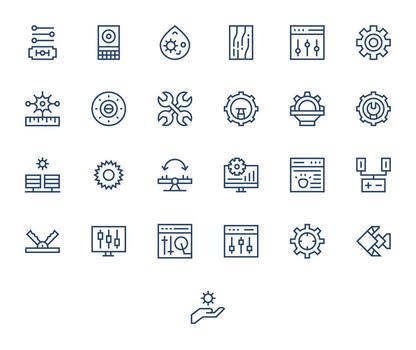 25 64x64 Regular Line Pixel Optimized Icons for Adjustment Projects vector