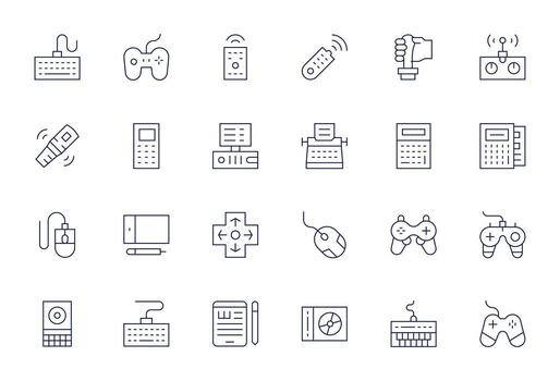 Input Device Professional Set with 24 Thin Line Pixel Aligned Retina Ready Icons vector