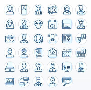 Account Modern Collection with 35 Regular Line 128x128 Pixel Optimized Icons vector