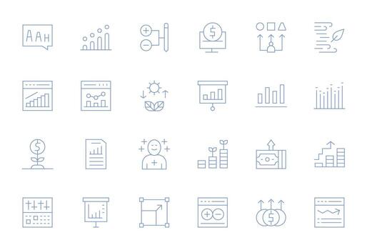 24 Thin Line Pixel Optimized Icons for Increase Graphics vector